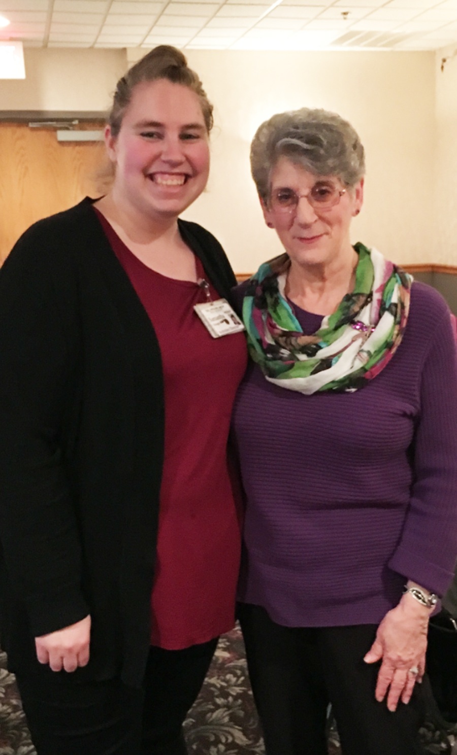 Northgate volunteer of the year Sandy Bastille (right) is pictured with Samantha Disinger, former activity director.
        
